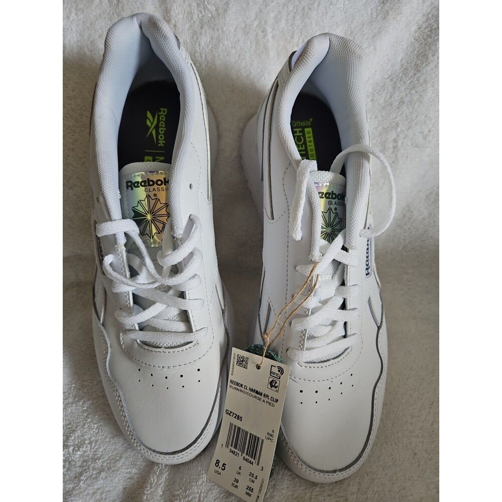 Reebok Harman Ripple Clip  Running Shoes White Iridescent Trim NEW Sz 8.5